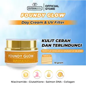 [BEST SELLER] Elfisha Skin Foundy Glow Ori - Base Makeup Mencerahkan dan Menyamarkan Noda Hitam10g (DNA Salmon, Niacinamide, UV Filter, Collagen) Skincare Multifungsi dan Tone-Up Tanpa Efek Abu-abu