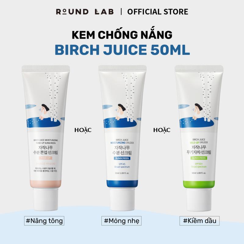 Kem chống nắng dưỡng ẩm nước ép cây bạch dương Round Lab 50ml SPF50+ PA