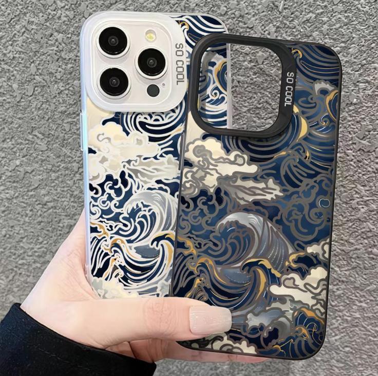 Ốp lưng sóng biển phong cách họa phù hợp cho iPhone17/16/15…