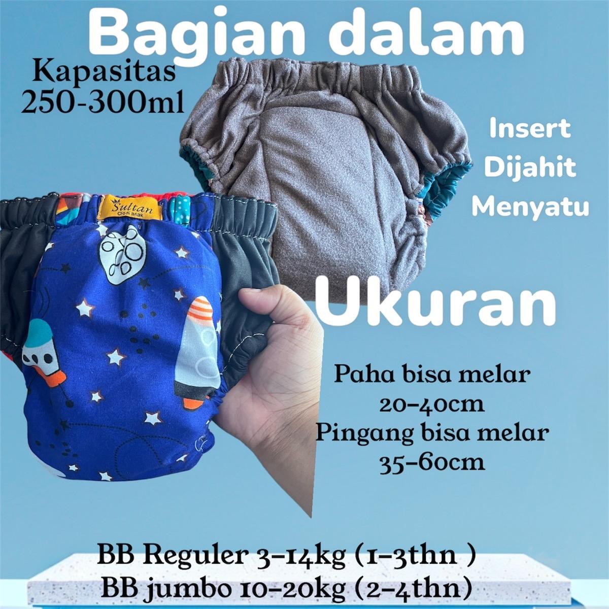 Clodi sultan 3 biji popok cuci ulang celana simple Bayi AIO