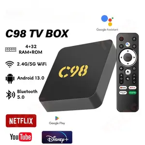 YGDS C98 Android Tv Box Android 13.0 OS Ram 4gb Rom 32gb WiFi 5G/2.4G Bluetooth Smart Tv Box 4K Ultra HD Netflix STB