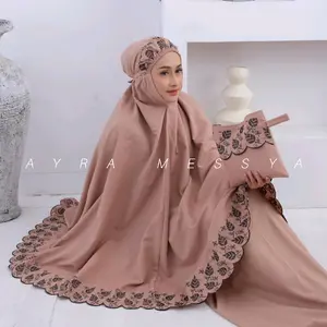 Mukena Dewasa Khadijah Motif Bordir Daun Jumbo adem Terbaru Atasan Muslim Cantik