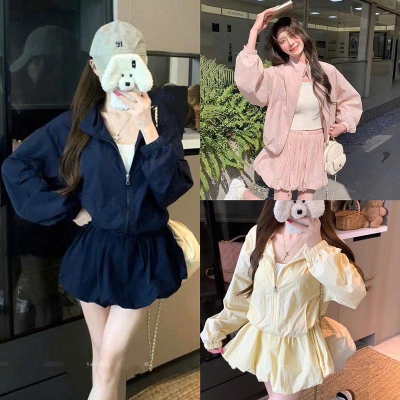 [ Tặng áo 2s] Set áo khoác gió chun mix chân váy năng động KAZYDRESS_S317