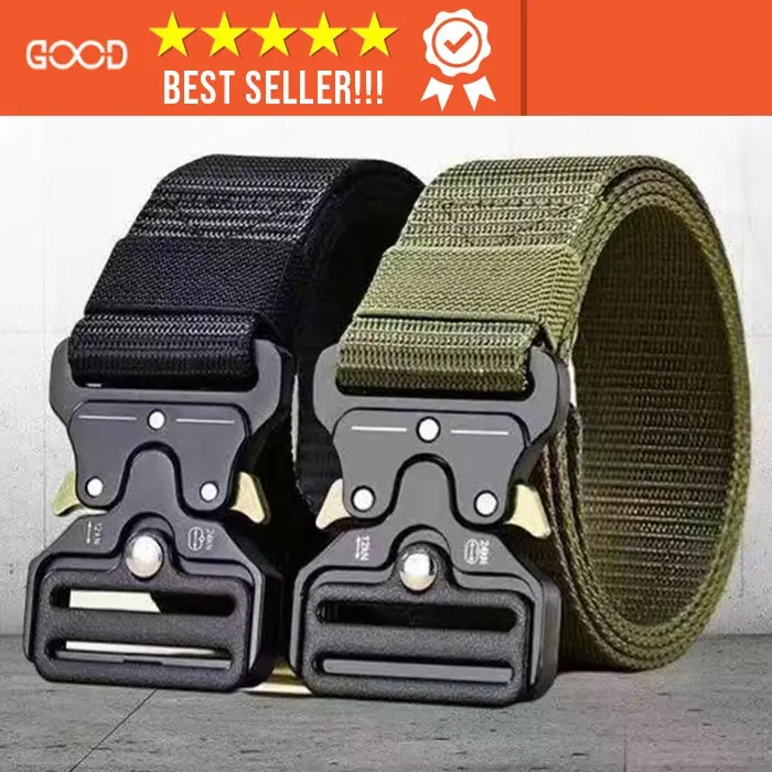 GOOD - Ikat Pinggang Pria Tactical Original Sabuk Kanvas Metal Buckle Kado Cowok Premium