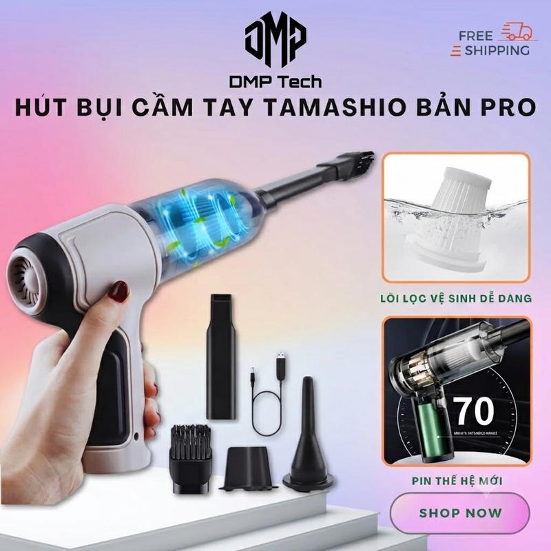 Máy Hút Bụi Cầm Tay Không Dây 6 Đầu Hút Của TAMASHIO Nhật Bản , Máy Hút Bụi Ô Tô BH 12 Tháng