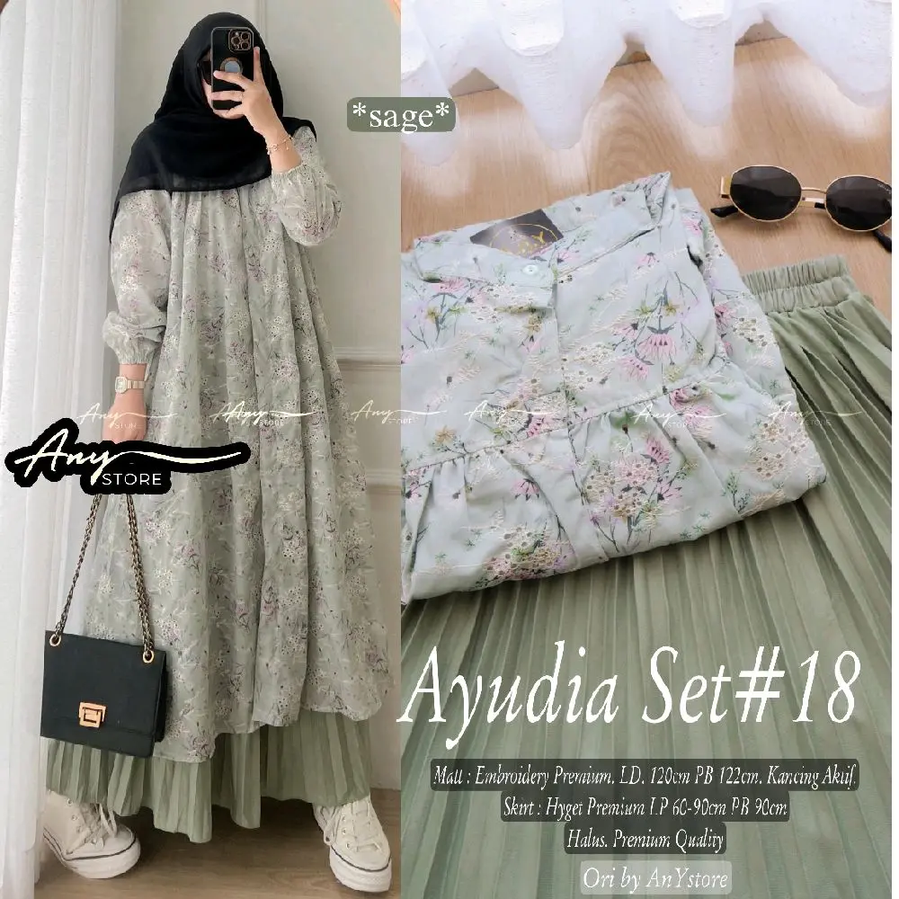 Ayudia Setelan Wanita (Atasan&Rok) Bahan Embroidery Mix Hyget By Any Store