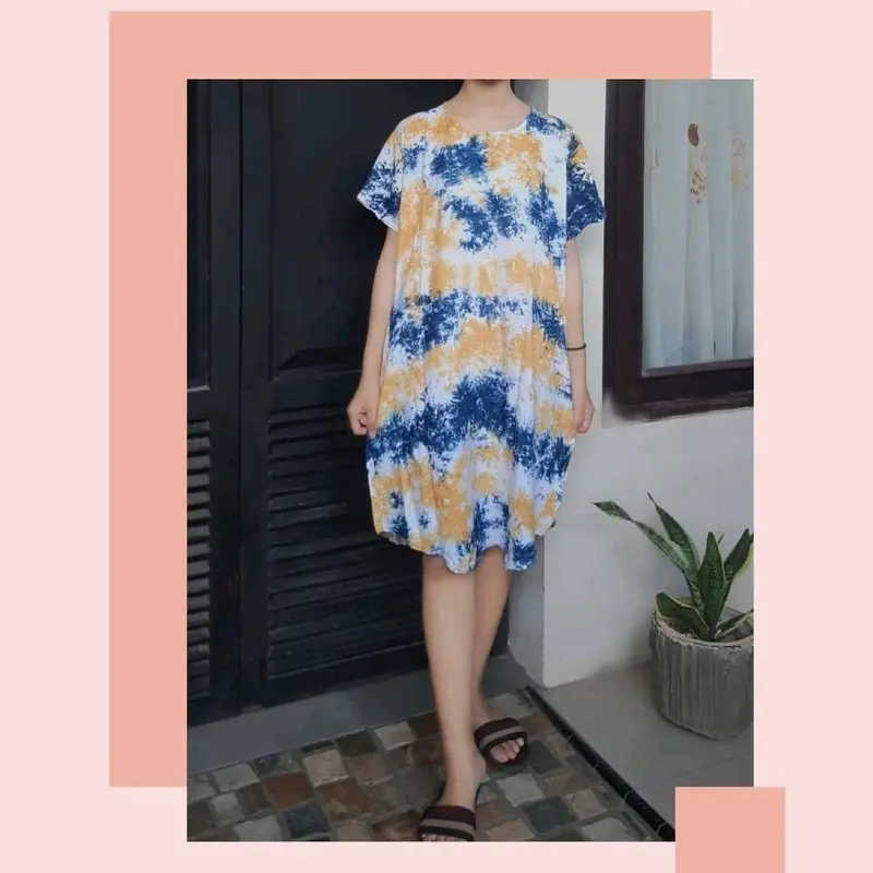 Daster Rayon Bali Adem Motif Shibori Dress 5