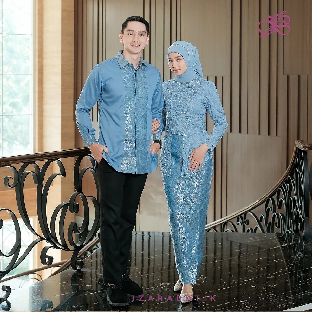 Rastri Denim Kebaya Kutubaru - Setelan Wanita Pasangan Baju Atasan Panjang Batik Couple Sarimbit Kebaya Modern Wisuda Lamaran Kondangan [izarabatik]