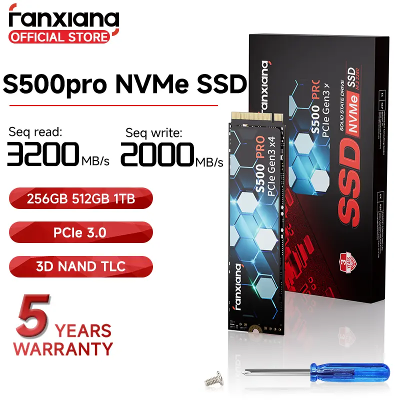 Fanxiang S500pro M.2 NVMe Ổ cứng SSD dung lượng 1TB, 256GB, 512GB, dành cho máy tính xách tay và máy tính PC, PCIe 3.0, 3D NAND TLC