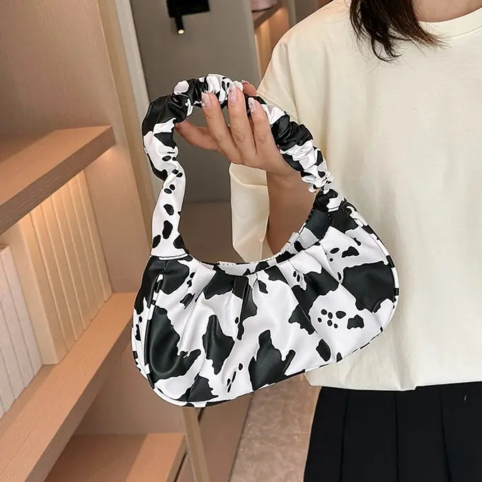 Handheld Cloud Bag Trendy Daily Shoulder Bag Cow Pattern Leopard Pattern Folded Fashion Underarm Bag