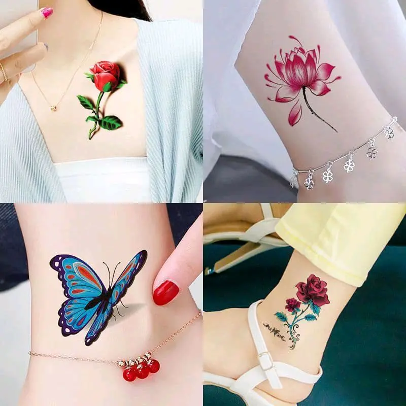 Sticker Stiker Tato Temporer Tubuh 10000 Dapat 5 Lembar Tahan Air Anti Air Sementara Tatto Wanita Temporary Kering Tatto Kupu Kupu Bunga Tulisan Aestethic 0