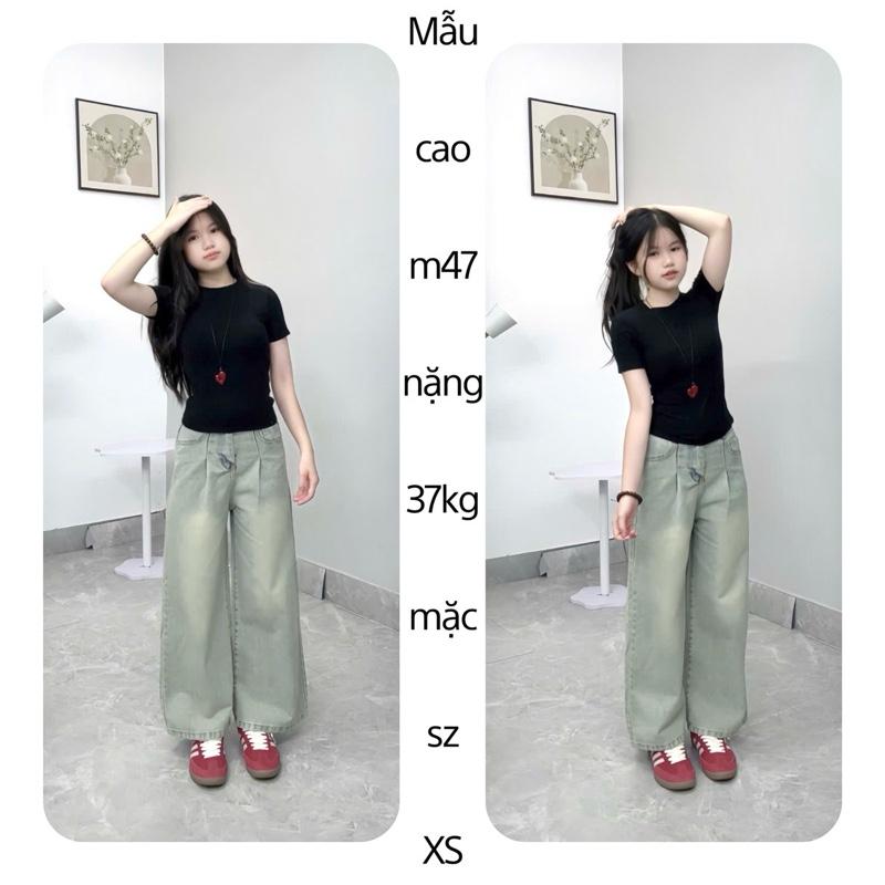 [MẪU MỚI] (SUÔNG NẤM LÙN m41-m60) QUẦN JEANS ỐNG SUÔNG RỘNG NỮ PHỐI XẾP LY ỐNG TO MÀU NHẠT nhận đơn từ m41-m51