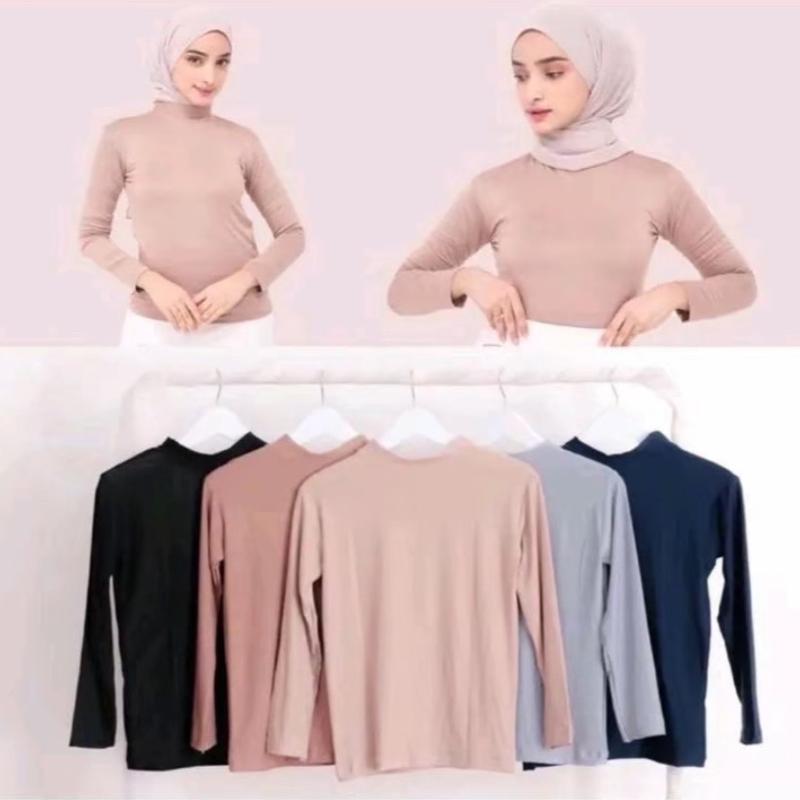 3 PCS MANSET WANITA KERAH TINGGI BAHAN KAOS/MANSET KT/LENGAN PANJANG/ADEM/TEBAL/ELASTIS/LEMBUT/NYAMAN DIPAKAI Dalaman 3
