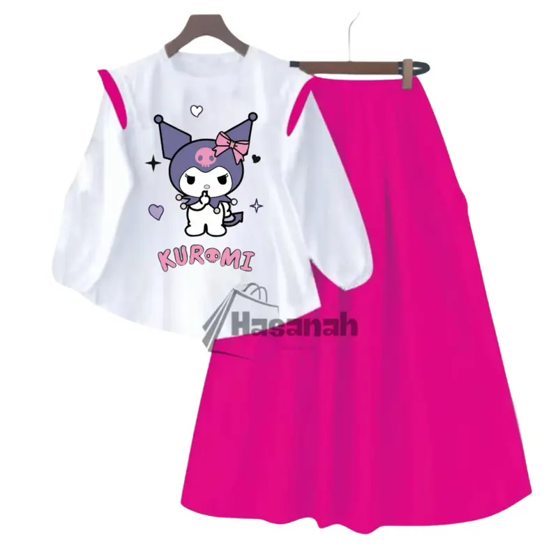 SETELAN ROK KUROMI SET ANAK PEREMPUAN TERBARU BAHAN CRINCLE AIR FLOW USIA 3-12 TAHUN FASHION 2025 0