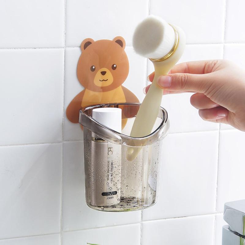 Cốc Dán Tường Nhà Tắm Hình Gấu Nâu - Cốc Đựng Bàn Chải Đánh Răng Hình Gấu