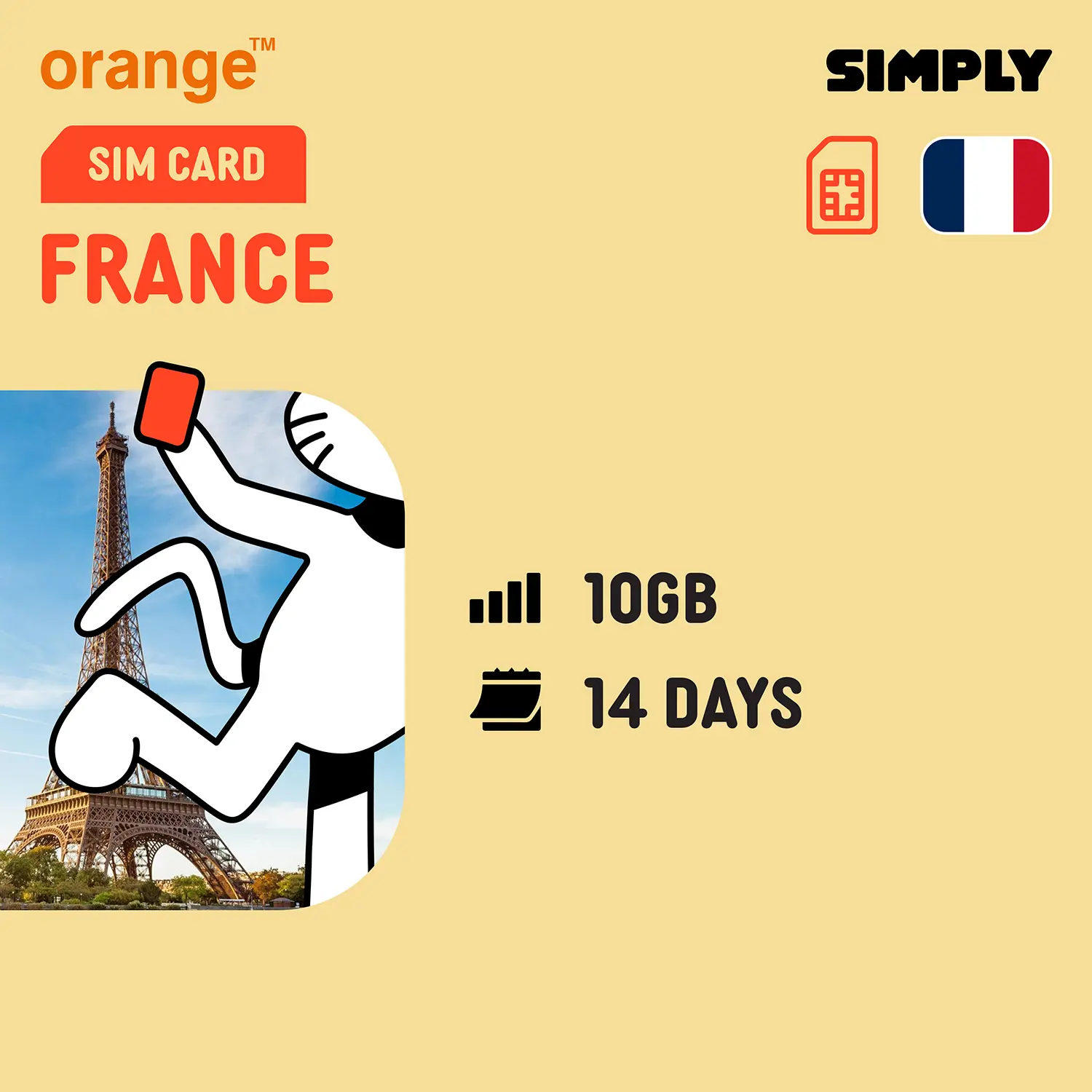 [Orange- Europe/UK] 14 Days | 10GB(4G) Data SIM Card | Plug and Play | No Registration Required