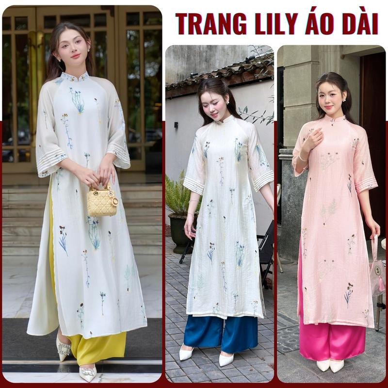 SẴN HÀNG Áo dài MỘC THANH dáng suông áo dài cách tân truyền thống dáng tay lỡ tơ đũi hoa tiết thêu nổi độc đáo áo bốn tà cổ V cao 2cm phù hợp mặc Tết 2026 cho phong cách thời trang truyền thống - Trang Lily Áo Dài - ADTETVIP20