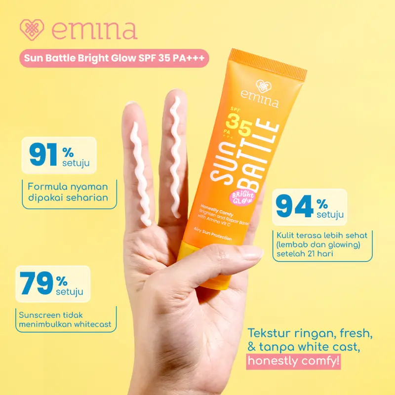 Emina Sun Battle Bright Glow SPF 35 PA+++ - Sunscreen Serum Amino Vitamin C - Cerah, Ringan, Hydrating [Teruji In Vivo] 2