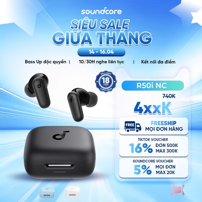 Tai nghe bluetooth soundcore R50i NC (P30i) chống ồn ANC | Chống nước và bụi IP54 | 40 giờ phát nhạc Nhét Tai Nghe Nhạc Earphone