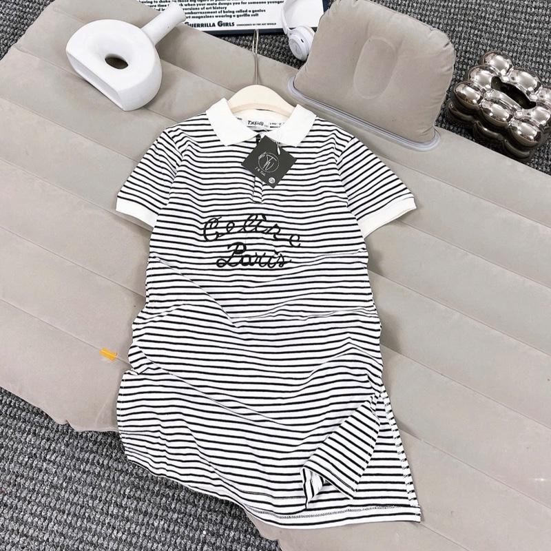 (22-52kg) Váy suông sọc cổ polo phối dây kéo cổ siêu đẹp cho bé gái diện mùa hè 3