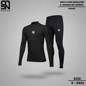 ONSIDE - Satu Set Baselayer & Legging Panjang Basic Olahraga pria Spandex Halus Elastis