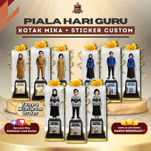 Piala Akrilik Hari Guru Sticker Custom Plus Kotak Mika l Seragam KORPRI PNS PGRI l Hadiah & Souvenir