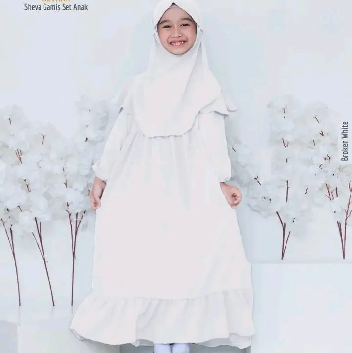 drees anak dengan set hijab RN_gamis manasik anak Airflow Crinkle Kerudung 0