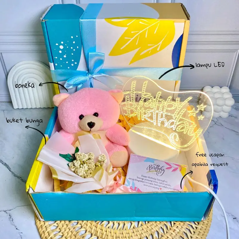 (PAKET LED 1) HADIAH BONEKA BUKET PESTA SEPAKET UNTUK ANNIV ULTAH 0