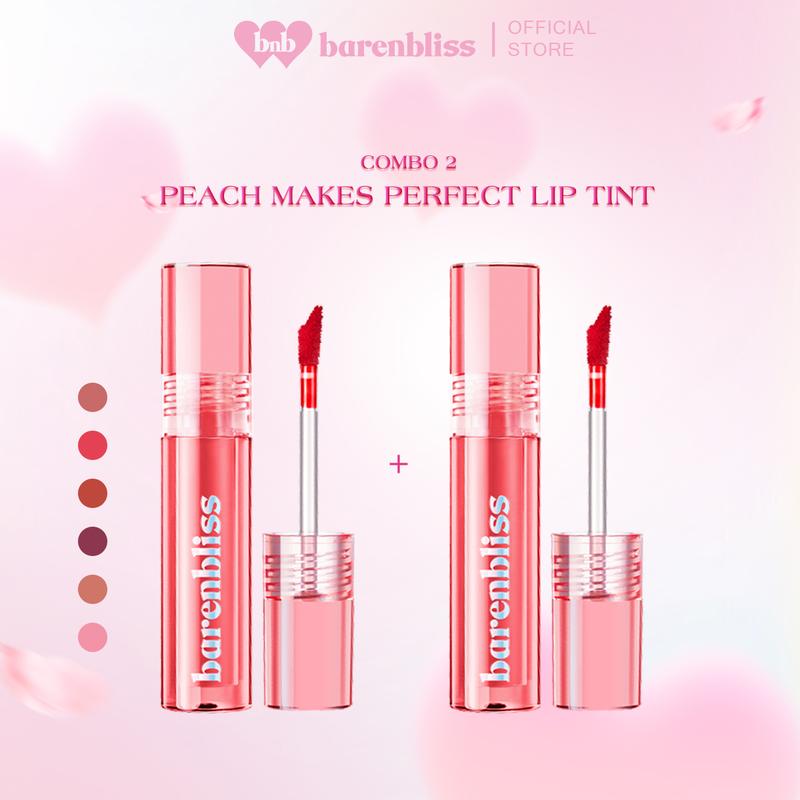 Combo 2 cây Son tint bóng barenbliss Peach Makes Perfect chuẩn màu không trôi cấp ẩm môi căng mọng 2.5g