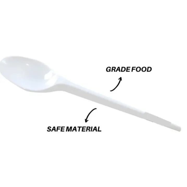 1 PACK ISI 100 Pcs Sendok Makan STG Plastik PUTIH SUSU MURAH Pudding Yoghurt Cake | Sendok Makan Panjang Plastik Putih Susu,Ukuran 7inci,1 pack isi +/-100pcs 3