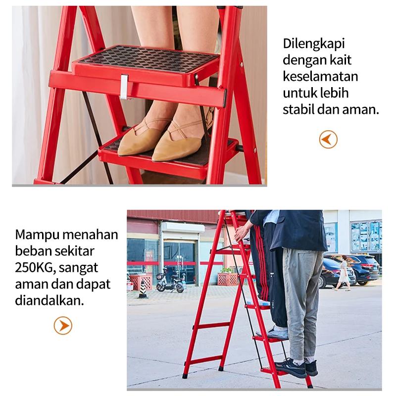 MUSIKO Tangga Lipat Multifungsi dengan 3 - 8 Langkah: 250kg Keamanan, Anti-Slip, Garansi 1 Tahun, COD, Ideal untuk Ibu Rumah Tangga & Tukang Bangunan!