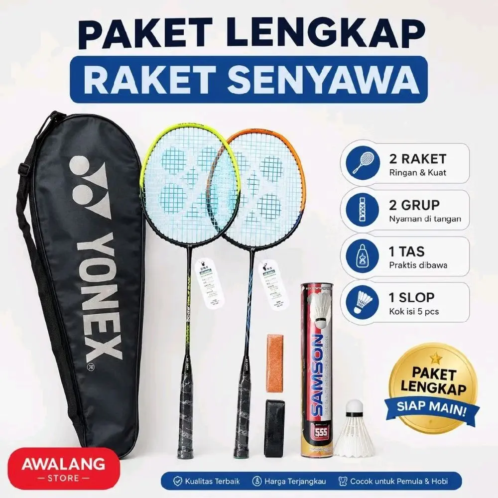 Promo Paket Lengkap Raket Badminton Terbaru dapet 2 raket 1 Slop Shuttlekock dan 1 tas gratis 2 grip