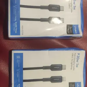 VIVAN Kabel Data Type-C Lightning Fast Charging Braided 100cm Casing Transparan Fast Charging 15W/30W/65W for iPhone/Android/Laptop (VKH Series)