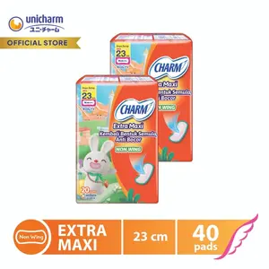 [2 PACK] Charm Pembalut Body Fit Extra Maxi 23cm Non Wing 20 pads - isi 40
