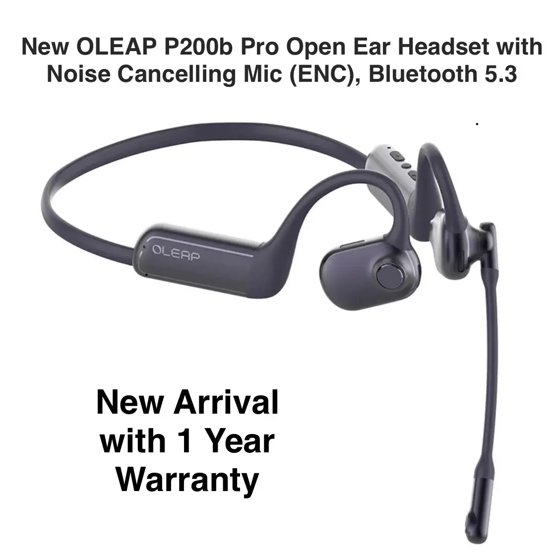 Oleap Pilot 2024 Air Conduction Open-Ear Headset - 50dB Noise Canceling, BassLeap Audio, Bluetooth, Mobile & PC-Headset Built-in Microphone