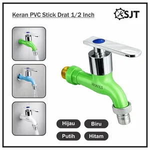 SJT - Kran Air 1/2" PVC Jumbo / Keran drat kuningan Engkol STICK Honxi plastik