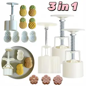 3 in 1 Cetakan Kue Bulan Kue Nanas Cetakan Nastar Nanas / Cetakan Kue Bulan Bunga Sakura / Cetakan Kue Bulan Kacang Kitchenware