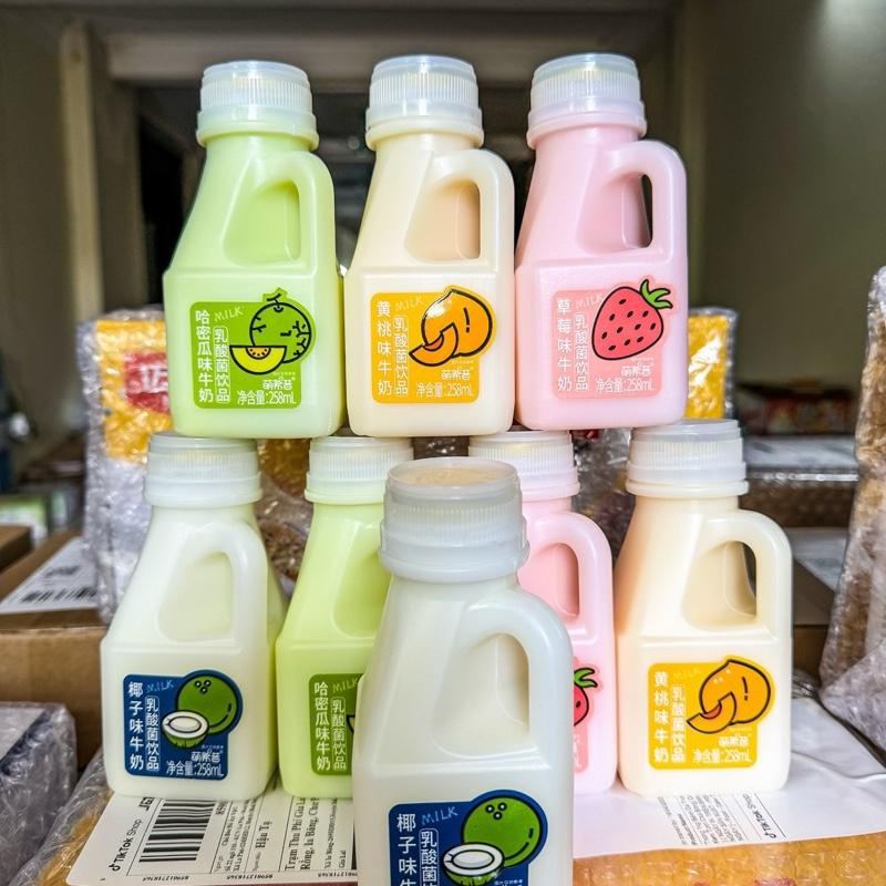 Combo 6 Chai Sữa Chua Uống (258ml/1chai) Có 4 Vị : Dâu, Dừa, Dưa Lưới, Đào - ( NGÀY IN TRÊN BAO BÌ LÀ NGÀY SẢN XUẤT - HSD: 12tháng ) - Sữa Chua Uống - Nội địa trung - đồ ăn vặt - nước giả khát - Sữa chua