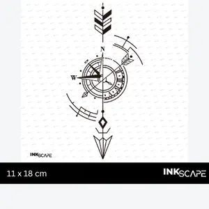 Inkscape Man Semi-permanent Tattoo Kompas Panah 11 x 18 cm - V28