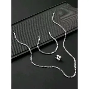 SATU SET KALUNG & GELANG TULANG NAGA SILVER SET TITANIUM ANTI KARAT