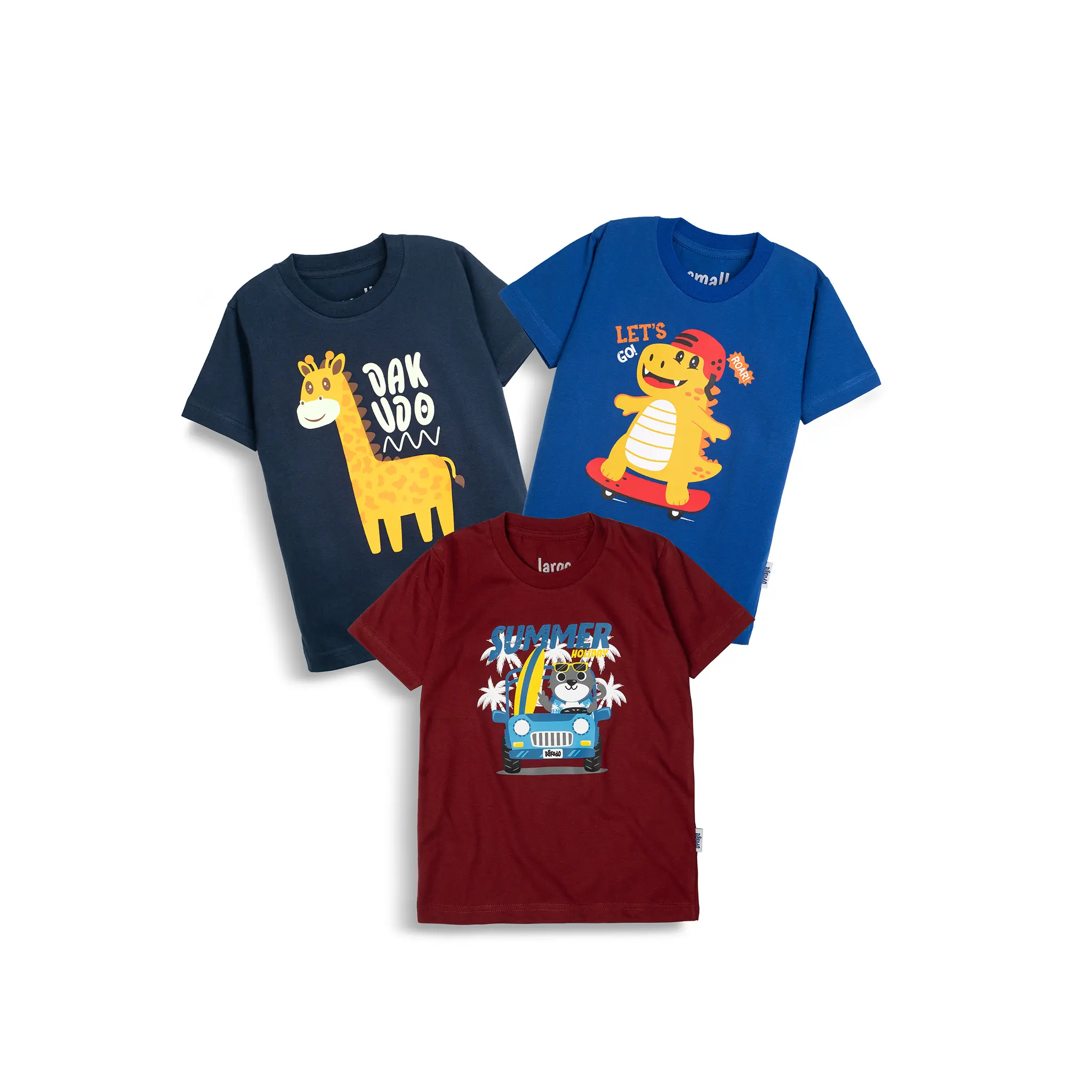 dakudo - SALE 100K 3 PCS baju kaos anak distro nyaman unisex laki-laki / perempuan cotton 30s kualitas premium sablon
