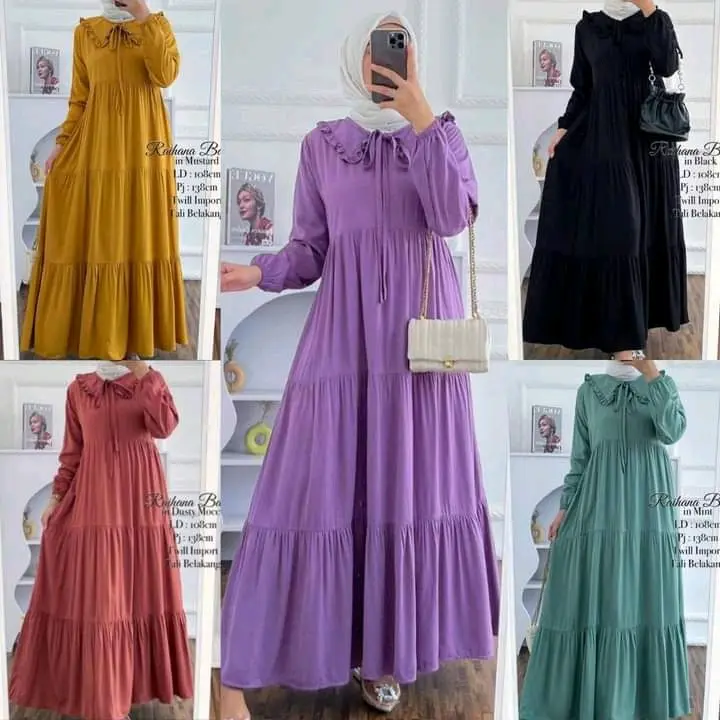 midi dress gamis midi rayon premium tebal busui Remaja dress Fit Lembut