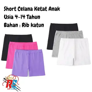 Celana ketat anak perempuan usia 4-14 tahun - short / sot / shot - celana pendek ketat bahan rib katun fashion bawahan pants girl