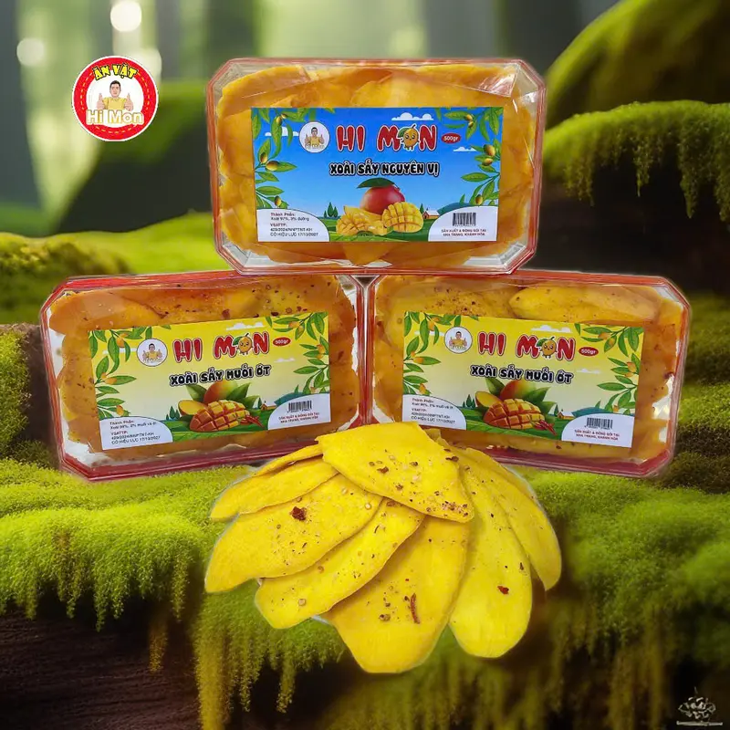 Hi Mon/VY ANH MIỀN TRUNG (COMBO) ( 1.5KG GỒM 3 GÓI XOÀI SẤY DẺO )Tặng bánh tráng trộn vị ngẫu nhiên 4