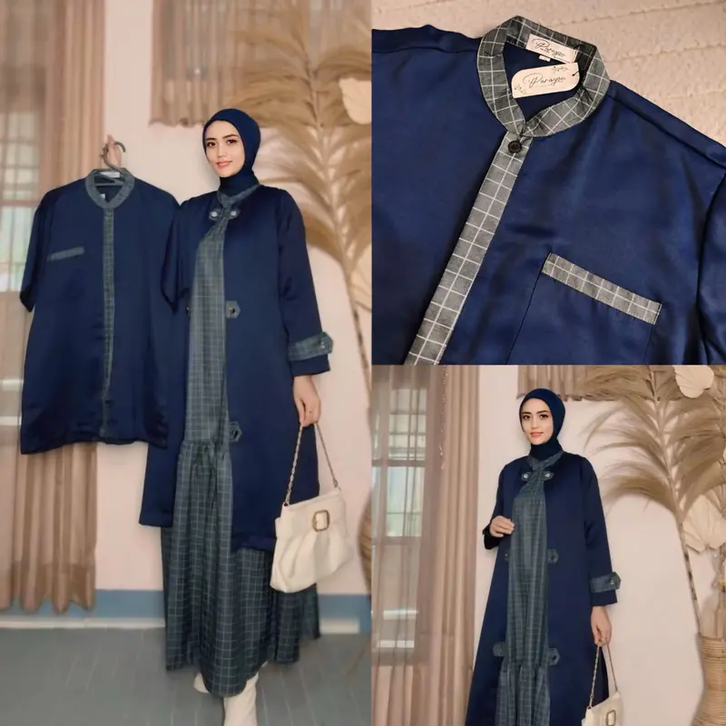 Parayou ~ Marwah Series Lebaran  Set Inner dan Outer Couple Baju Koko Free Hijab PollyCatoon Gamis Pasangan Sarimbit 6