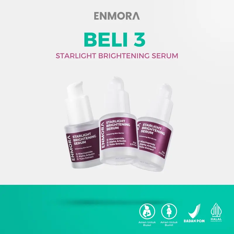 Enmora Starlight Brightening Serum Pencerah Wajah dengan Niacinamide, Alpha Arbutin dan Yuzu Extract - Mencerahkan Muka 3