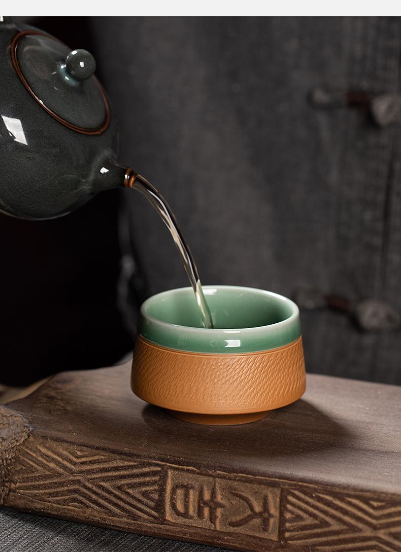Product Introduction of Premium handmade tea cup,jumping knife master teacup,Kongfu tea set,Chawan,2025 new CNY promotion,home teaware,plum green,intangible culture heritage,high temperature firing Longquan celadon 9