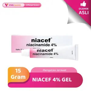 Niacef 4 % Gel untuk Mengatasi Jerawat (15 Gram) | Mengatasi Jerawat Kemerahan Bengkak dan Bernanah | Acne Gel Treatment dengan kandungan Nicotinamide 4%
