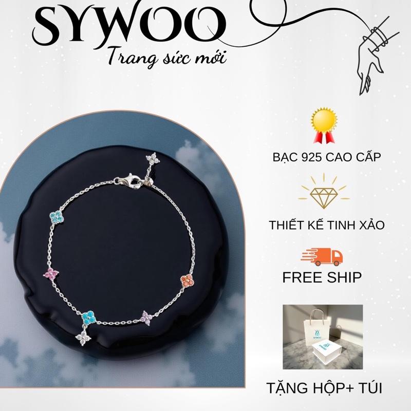   B7  Vòng Tay Nữ Bạc s925 xi kim Hoa Nhí Dây Mảnh Tiểu Thư Kiểu Mới Kết Hợp Đá CZ Lôi Cuốn Mọi Góc Nhìn garnet 