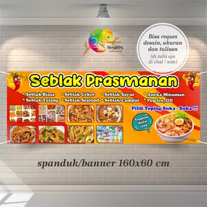 Spanduk Banner Seblak Prasmanan Custom Desain Harga Murah Cetak Digital 0,6x1,6 M
